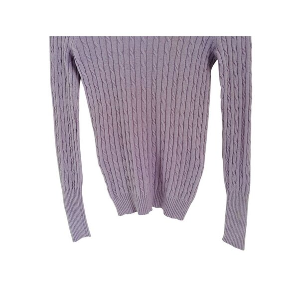 J.Crew XS Cable Knit Lavender Turtleneck Sweater Wool Cashmere Fitted Top - Picture 4 of 6